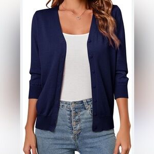 Women's Navy Cardigan Sweater
